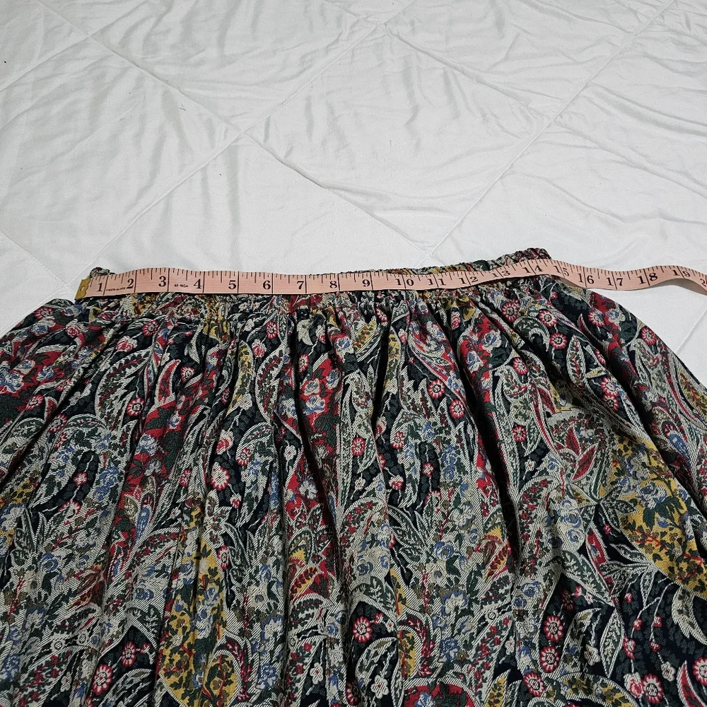 Cactus Flower Rare Vintage Midi Skirt Flowy Elastic  Waist 90s Made In USA M - Picture 5 of 11